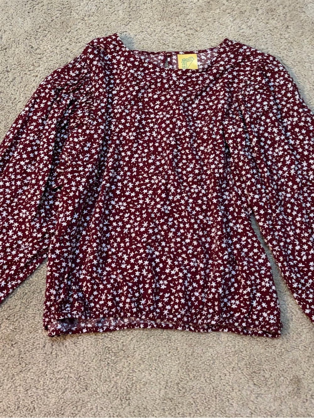 Women’s Burgundy Floral Long Sleeve Tee